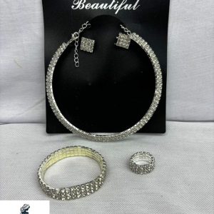 Bridal Silver Choker Necklace Set